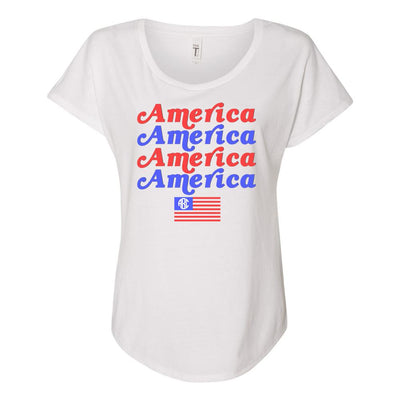 Monogrammed America America Flowy Tee Fourth of July