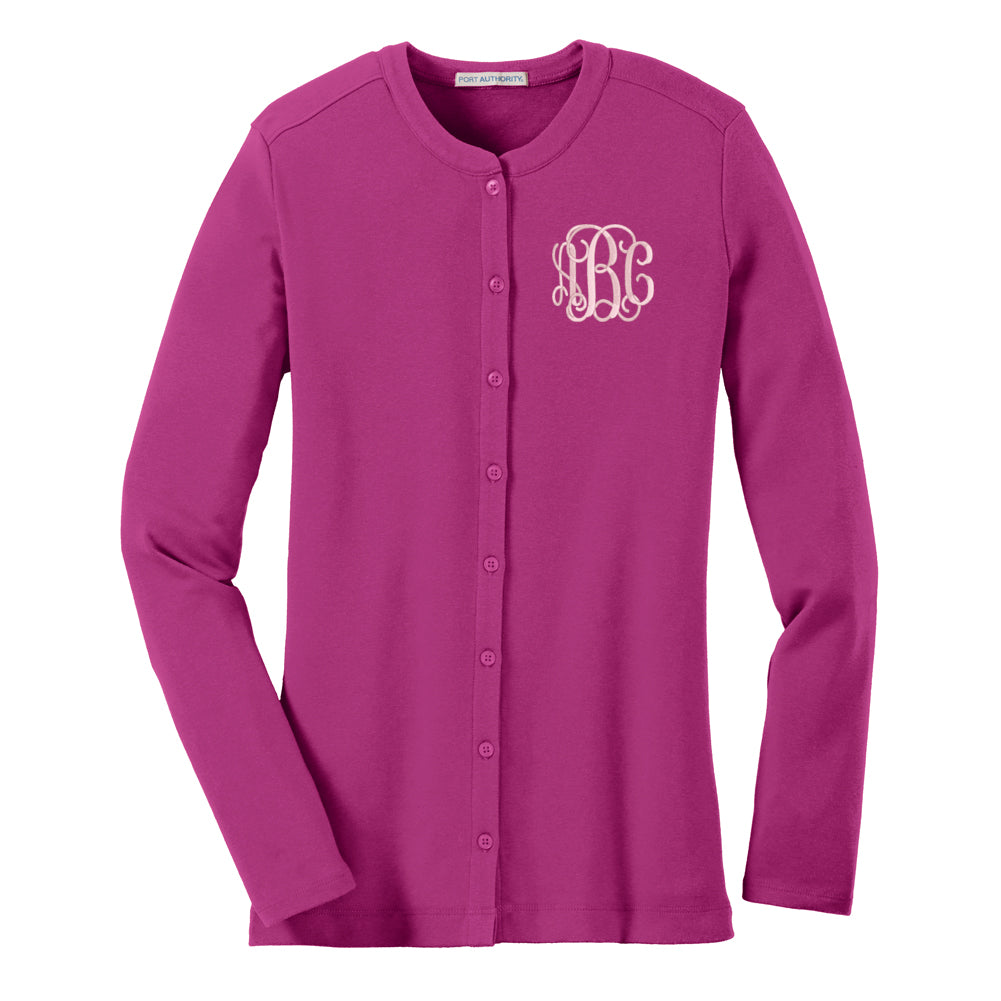 Monogrammed Button Up Cardigan