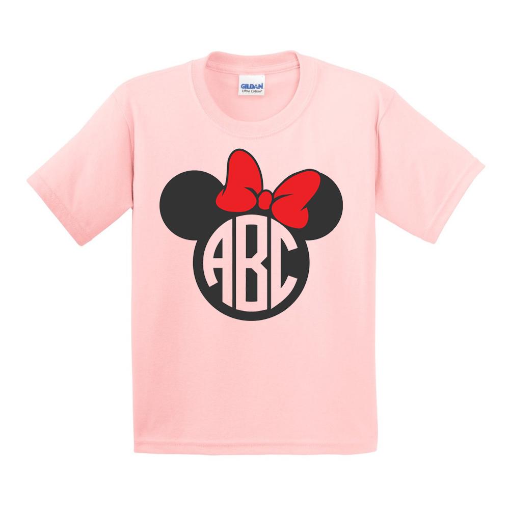 Monogrammed Minnie/Mickey Mouse Disney T-Shirt Kids Youth Sizes