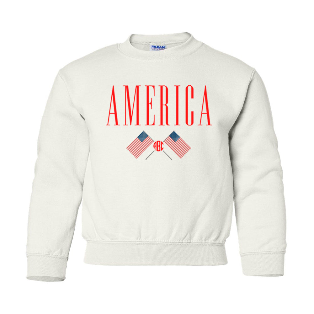 Kids Monogrammed 'America' Crewneck Sweatshirt
