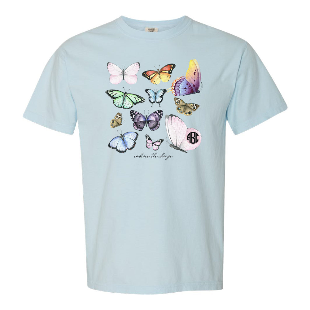 Monogrammed Butterflies Embrace The Change Tee
