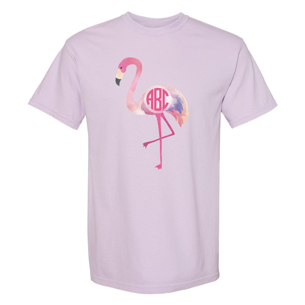 Monogrammed Watercolor Flamingo T-Shirt
