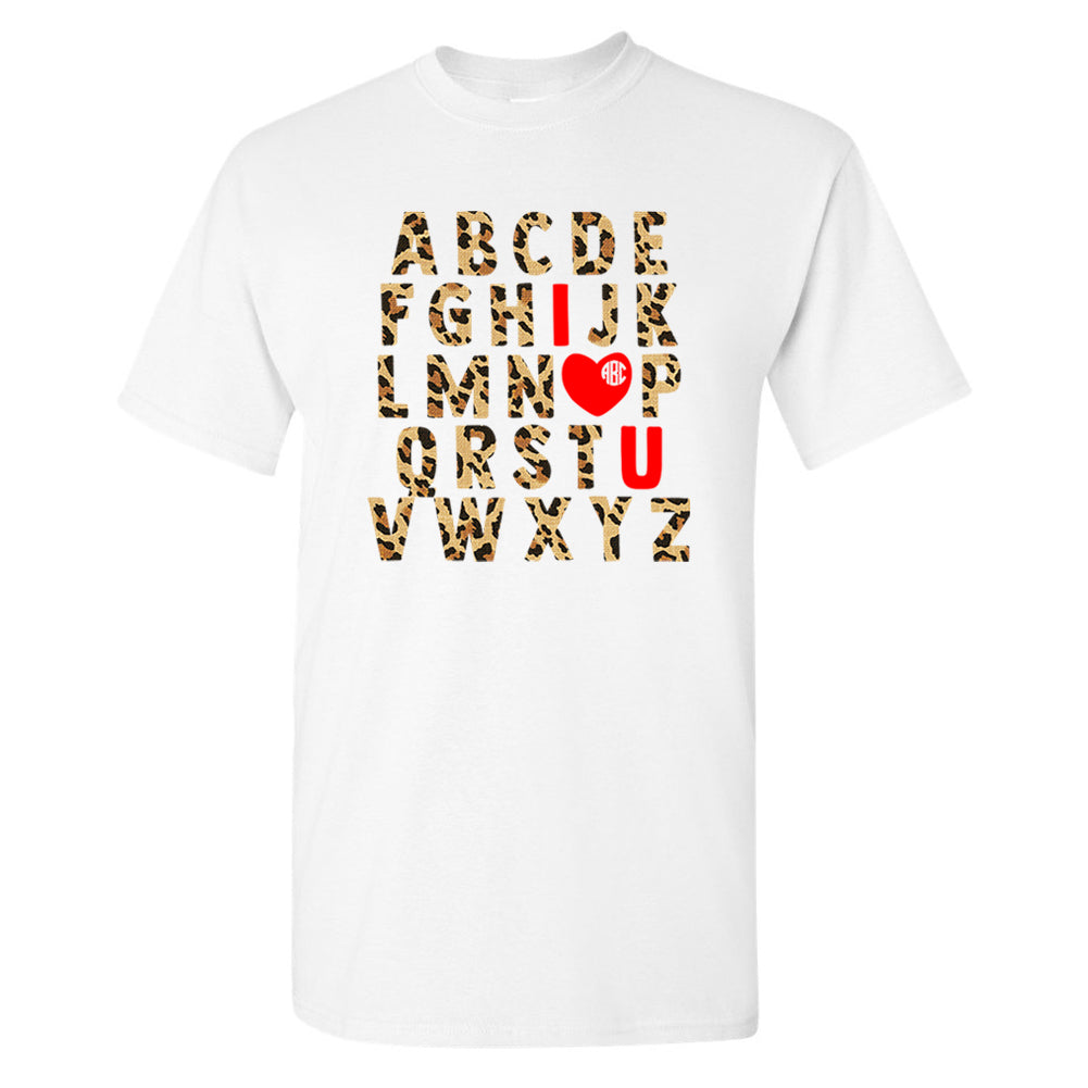 Monogrammed 'ABC Leopard Love' Basic T-Shirt