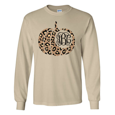 Monogrammed Leopard Pumpkin Long Sleeve Shirt