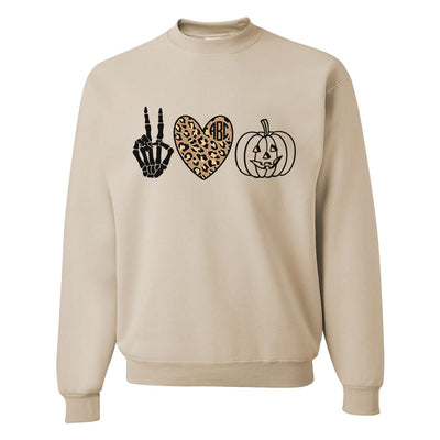 Monogrammed Peace Love Halloween Sweatshirt