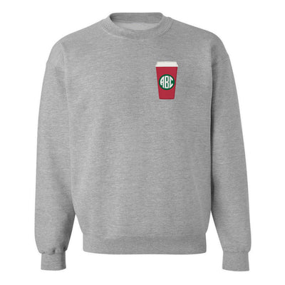 Monogrammed Starbucks Red Holiday Coffee Cup Crewneck Sweatshirt