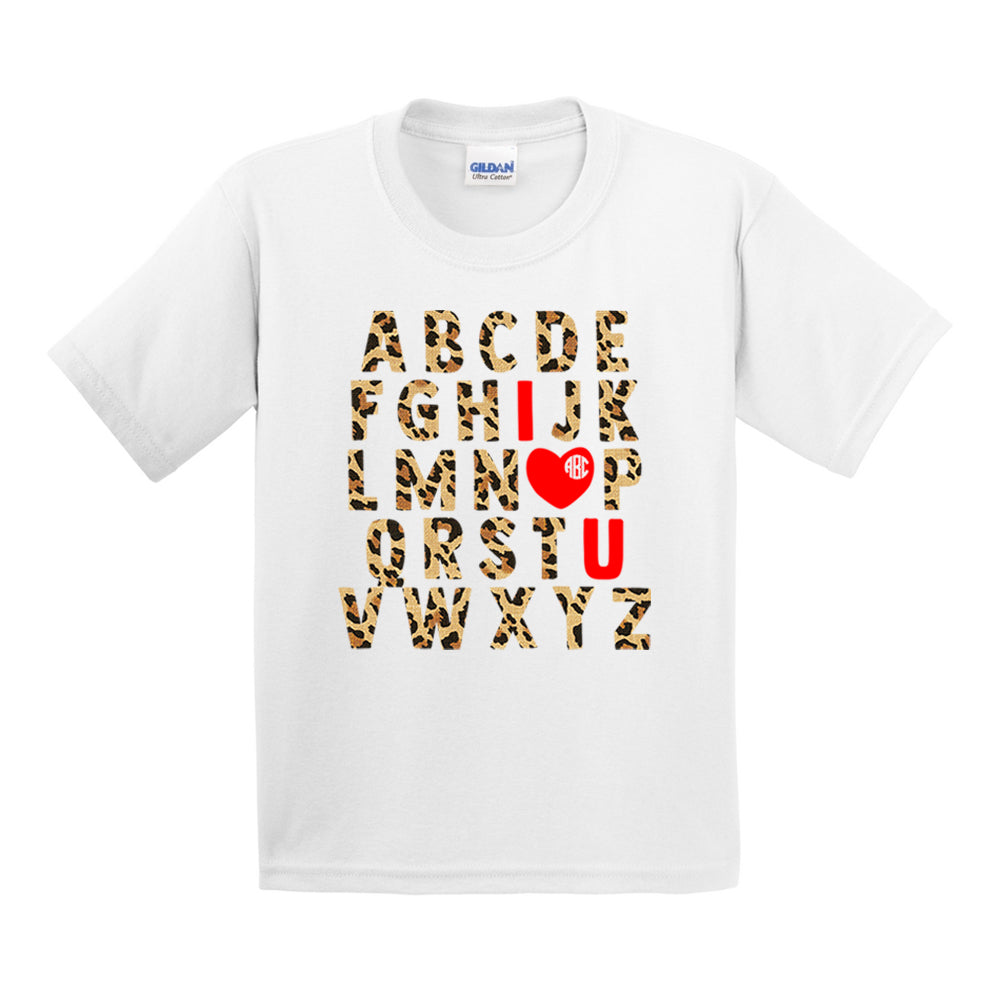 Kids Monogrammed 'ABC Leopard Love' T-Shirt