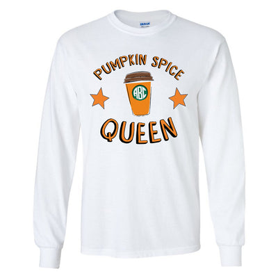 Monogrammed PSL Pumpkin Spice Queen Long Sleeve Shirt