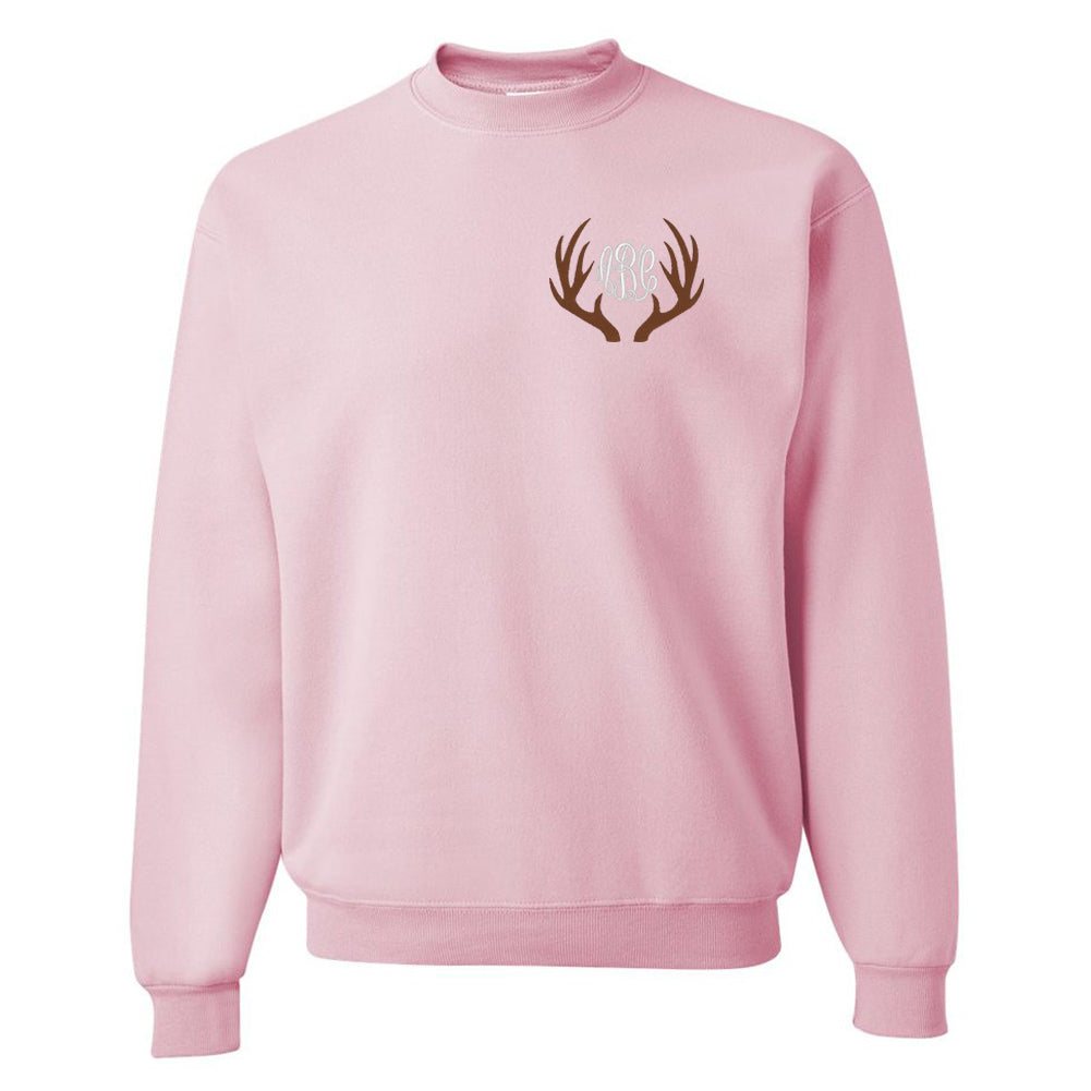 Monogrammed Deer Antlers Crewneck Sweatshirt