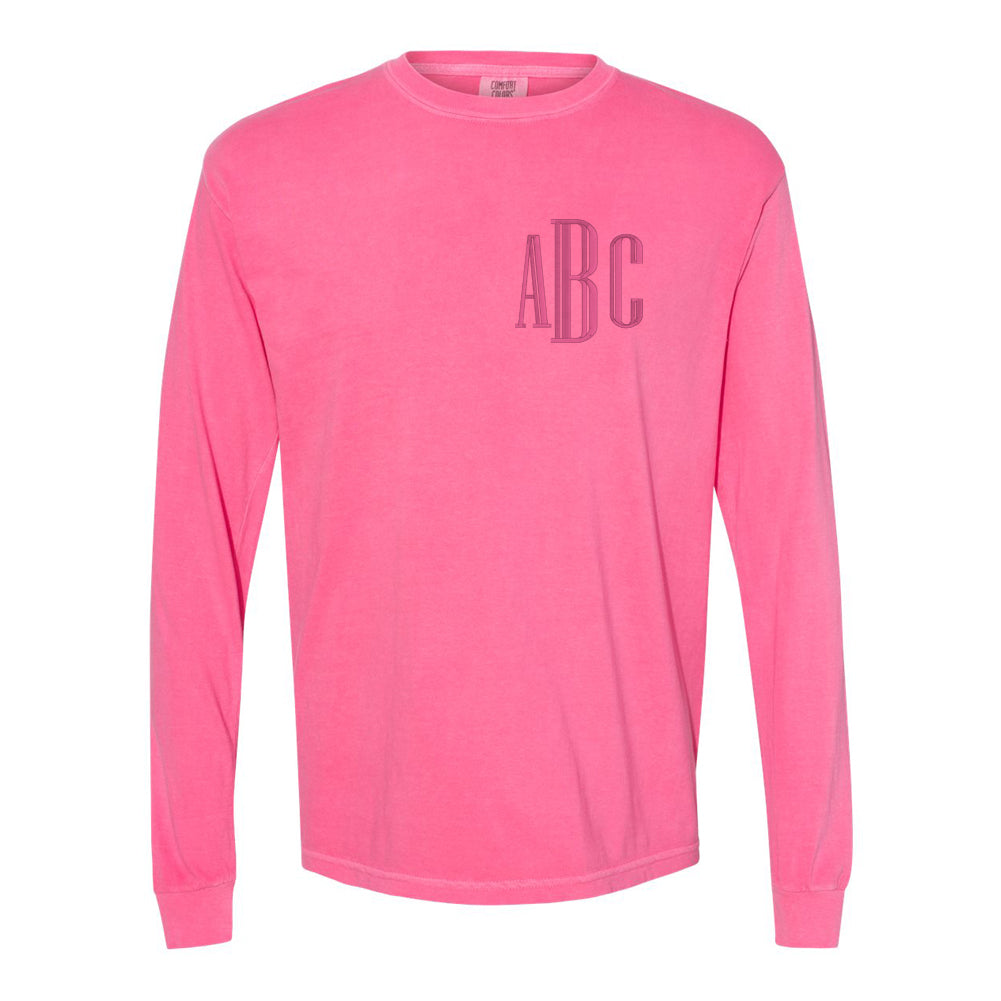 Monogrammed Embroidered Comfort Colors Long Sleeve Shirt