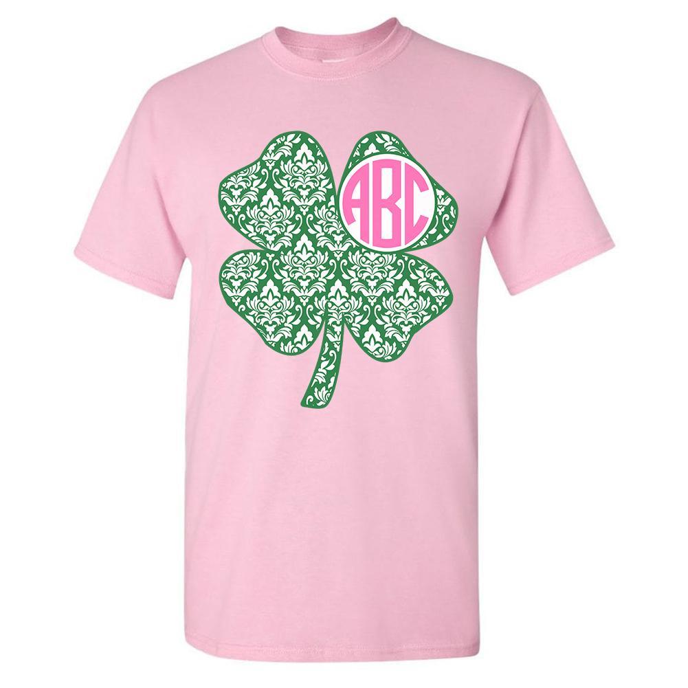 Monogrammed Shamrock Patterned T-Shirt St. Patrick's Day