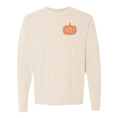Monogrammed Leopard Pumpkin Comfort Colors Long Sleeve T-Shirt
