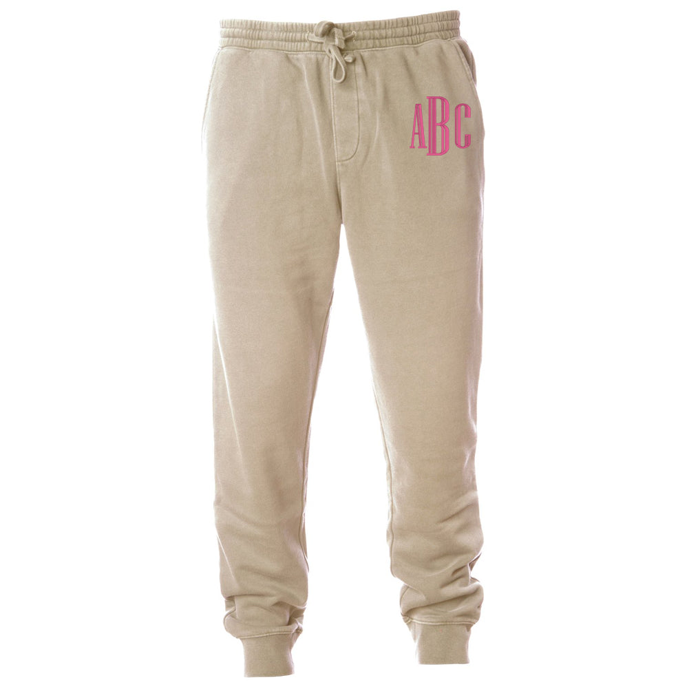 Monogrammed Pigment Dyed Joggers