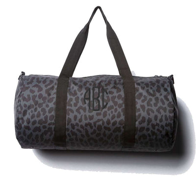 Monogrammed Leopard Print Duffel Gym Bag