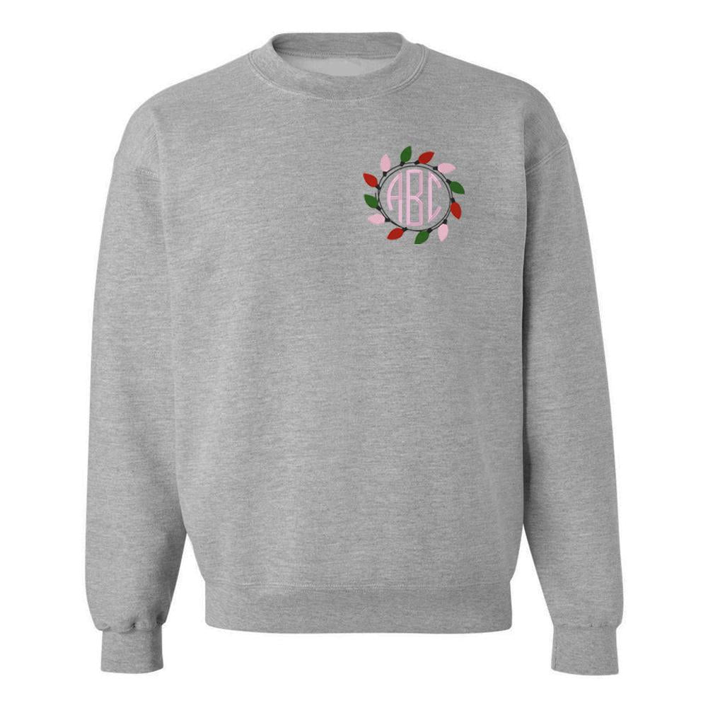 Monogrammed Christmas Lights Crewneck Sweatshirt
