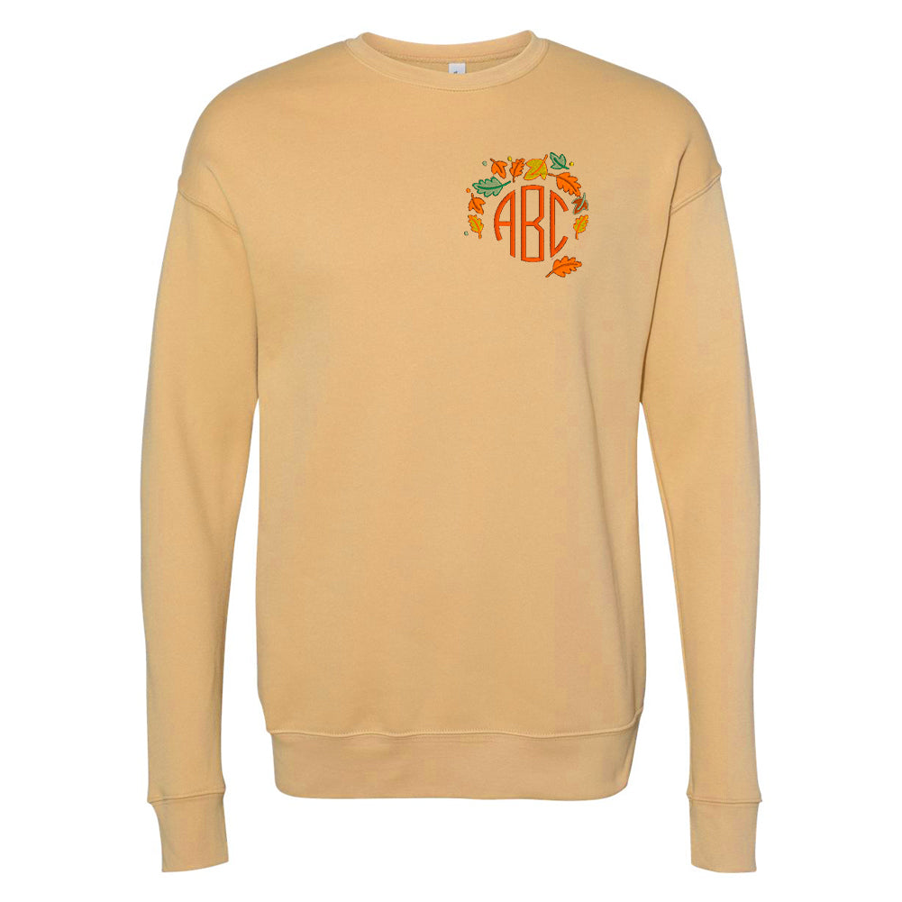 Monogrammed Fall Leaves Premium Crewneck Sweatshirt