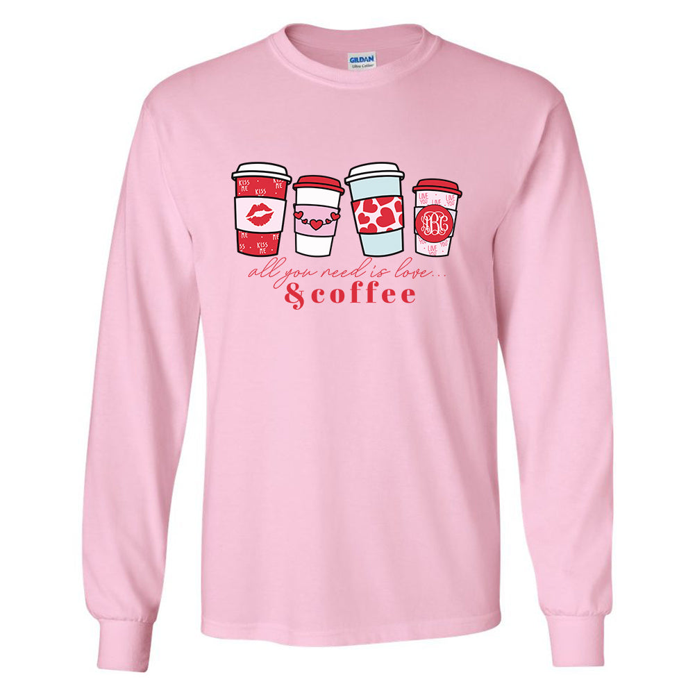 Pink & Red Coffee themed monogram shirt