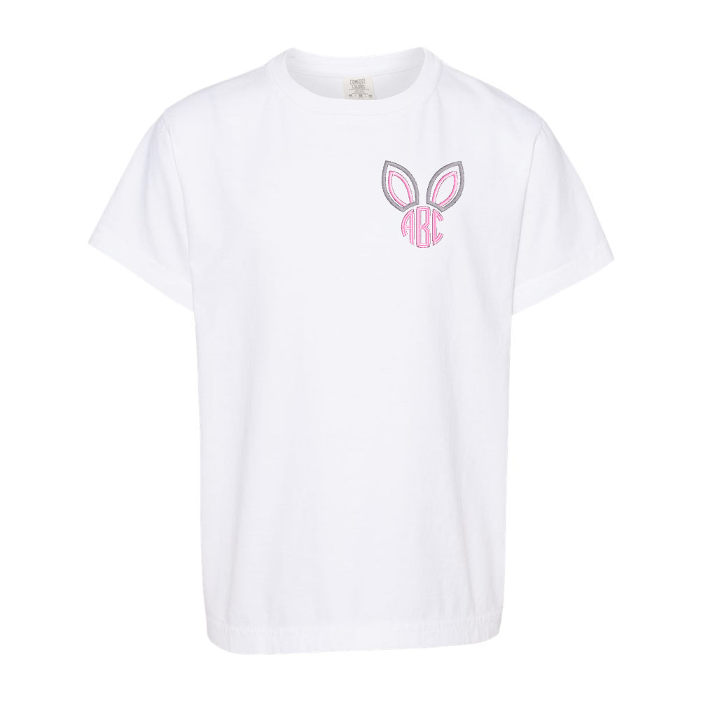 Kids Youth Monogrammed Easter Bunny Ears T-Shirt