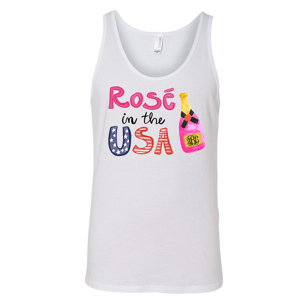 Monogrammed Rose In The USA Tank Top Fourth of July