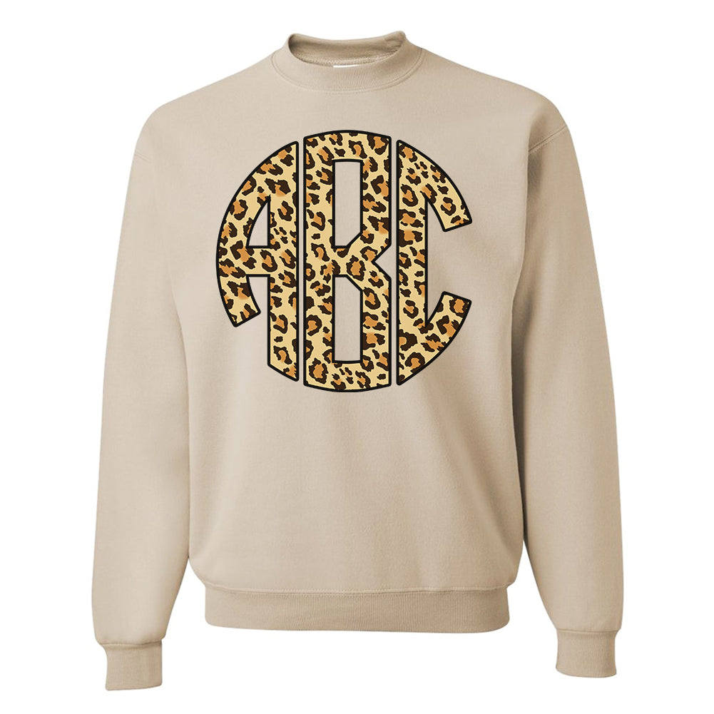 Monogrammed Leopard Print Crewneck Sweatshirt