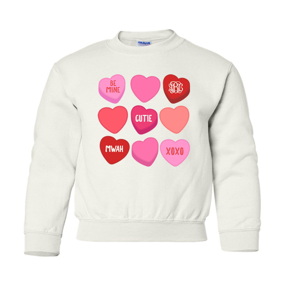 Kids Monogrammed 'Candy Hearts' 2nd Edition Crewneck Sweatshirt