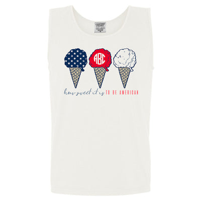 Monogrammed 'How Sweet It Is To Be American' Comfort Colors Tank Top
