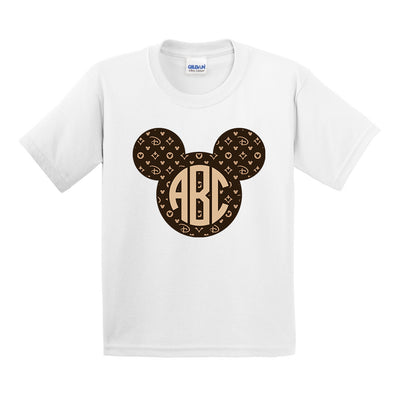 Kids Monogrammed 'Designer Pattern Minnie/Mickey Mouse' T-Shirt