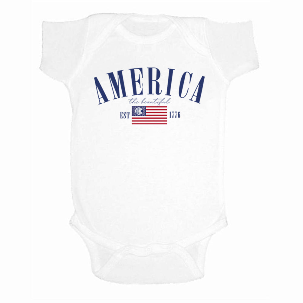 Monogrammed Infant 'America Est. 1776' Onesie