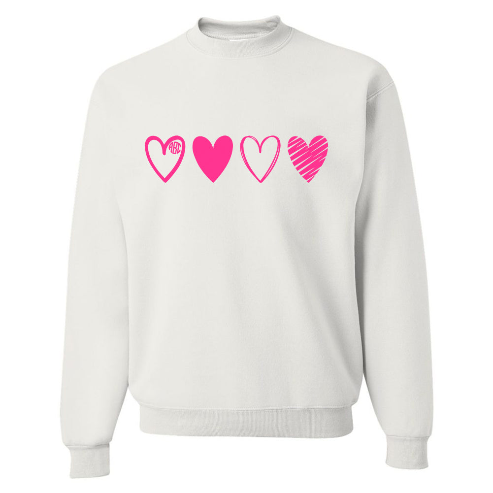 Monogrammed 'Pink Hearts' Crewneck Sweatshirt