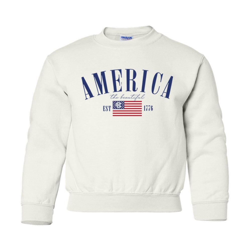 Kids Monogrammed 'America Est. 1776' Crewneck Sweatshirt