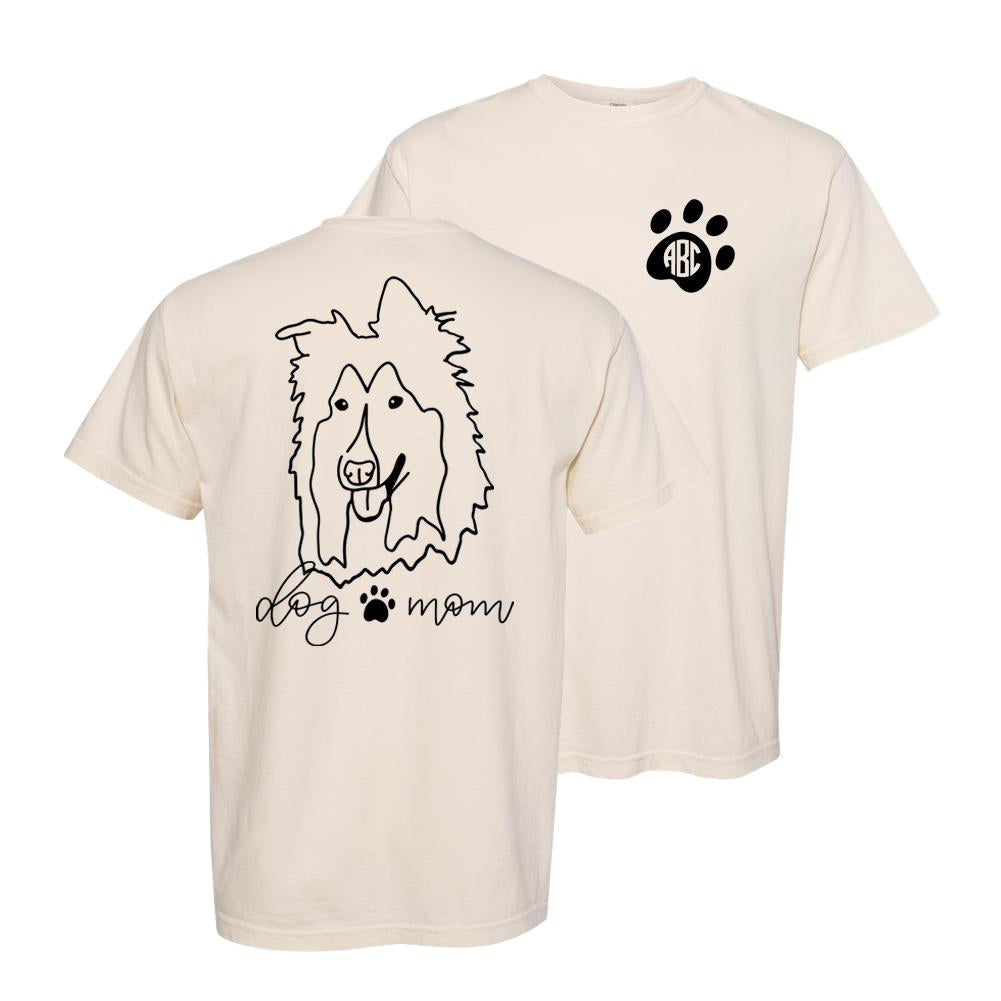 Monogrammed 'Dog Mom' Front & Back Comfort Colors T-Shirt