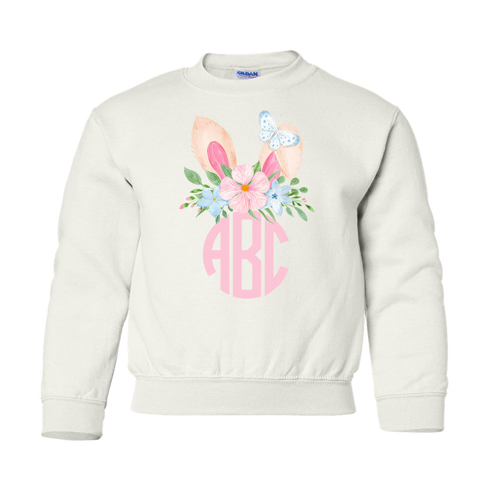 Monogrammed Kids Youth Easter Bunny Ears Sweatshirt