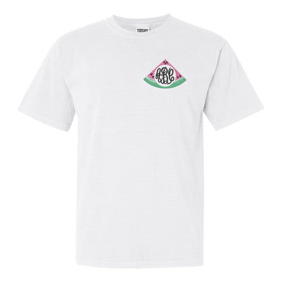 White Comfort Colors TShirt with Watermelon Monogram