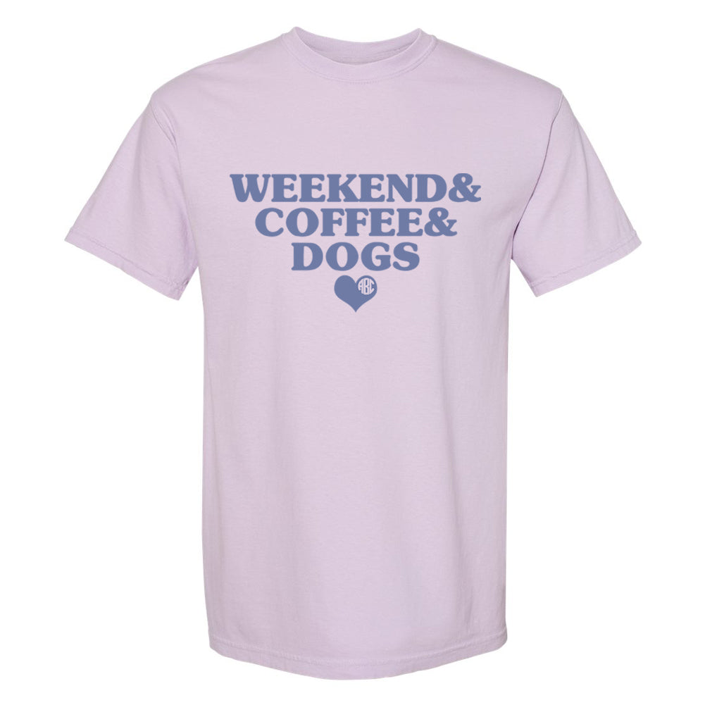 Monogrammed 'Weekend & Coffee & Dogs' T-Shirt