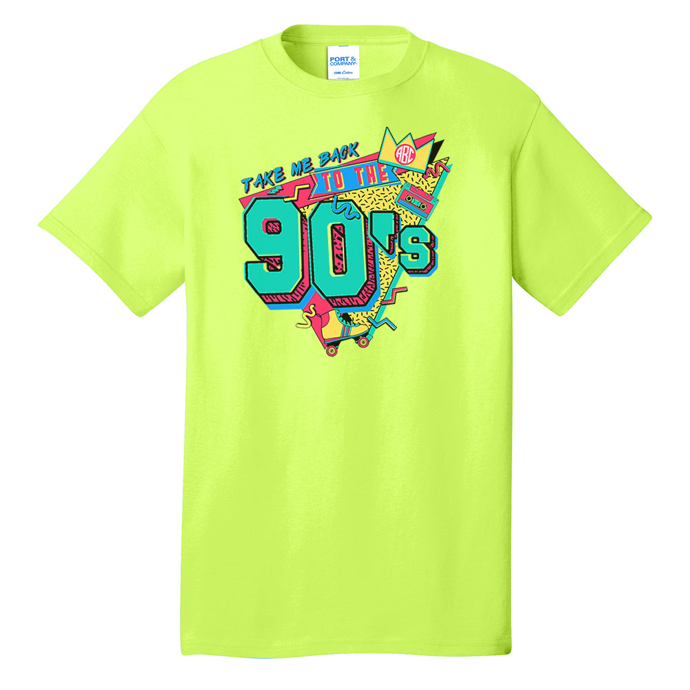 Monogrammed 'Take me Back to the 90's' Neon T-Shirt