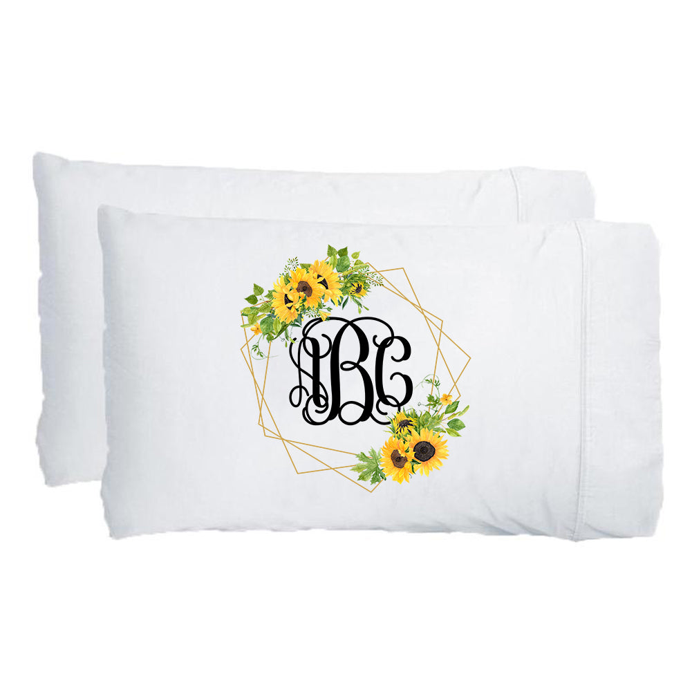 Monogrammed Sunflower Pillowcases