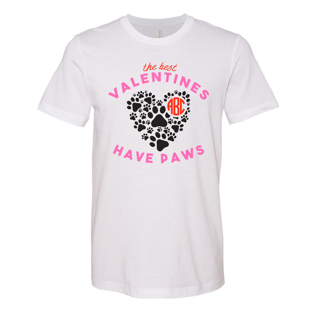 Monogrammed 'The Best Valentines Have Paws' Premium T-Shirt