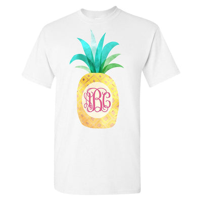 Monogrammed 'Watercolor Pineapple' Basic T-Shirt