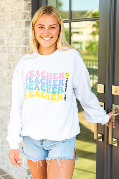 Make It Yours™ 'Retro Teacher' Crewneck Sweatshirt