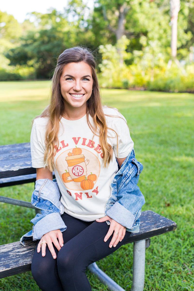 Monogrammed Fall Vibes Only Tee