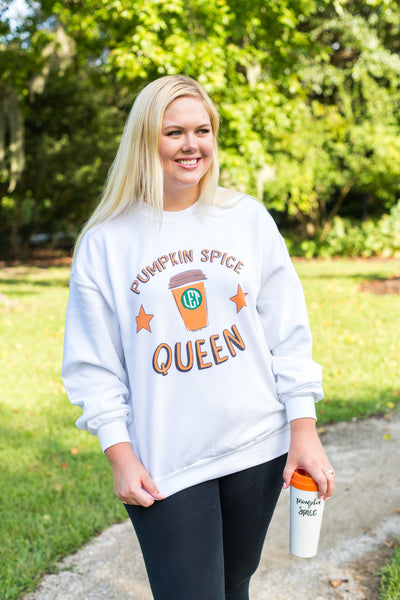 Monogrammed PSL Pumpkin Spice Queen Crewneck Sweatshirt