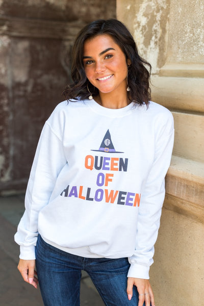 Monogrammed Queen Of Halloween Crewneck Sweatshirt