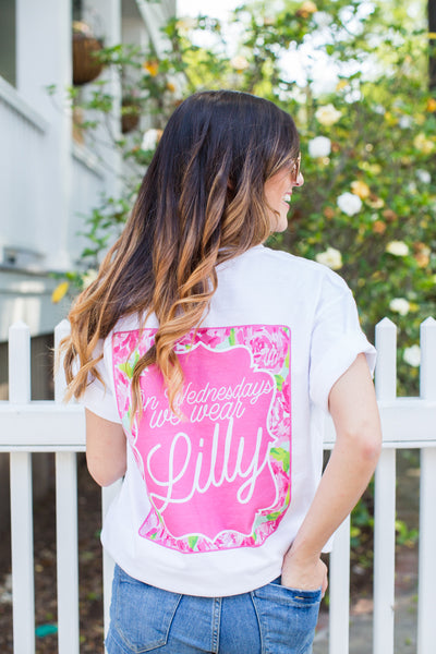 Monogrammed On Wednesdays We Wear Lilly Pulitzer Front & Back Comfort Colors T-Shirt
