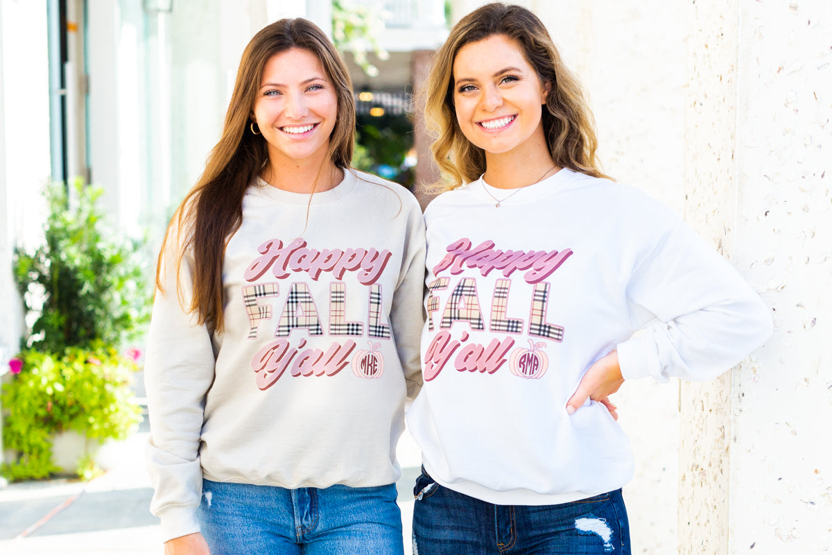 Monogrammed 'Happy Fall Y'all' Crewneck Sweatshirt
