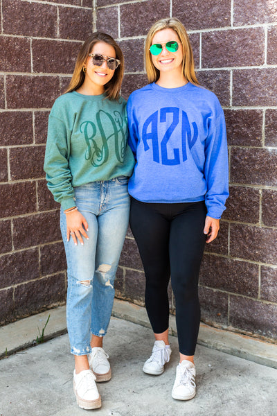 Monogrammed Big Print Heather Crewneck Sweatshirt