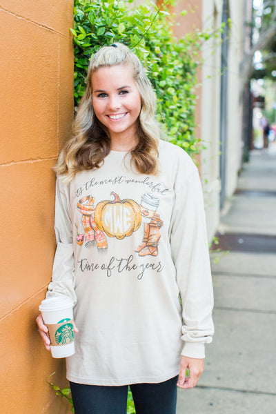 Monogrammed Fall Most Wonderful Time of the Year Long Sleeve Shirt