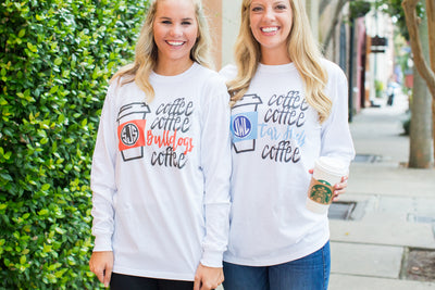 Monogrammed Customized Coffee Coffee School Mascot College Coffee Long Sleeve T-Shirt SEC