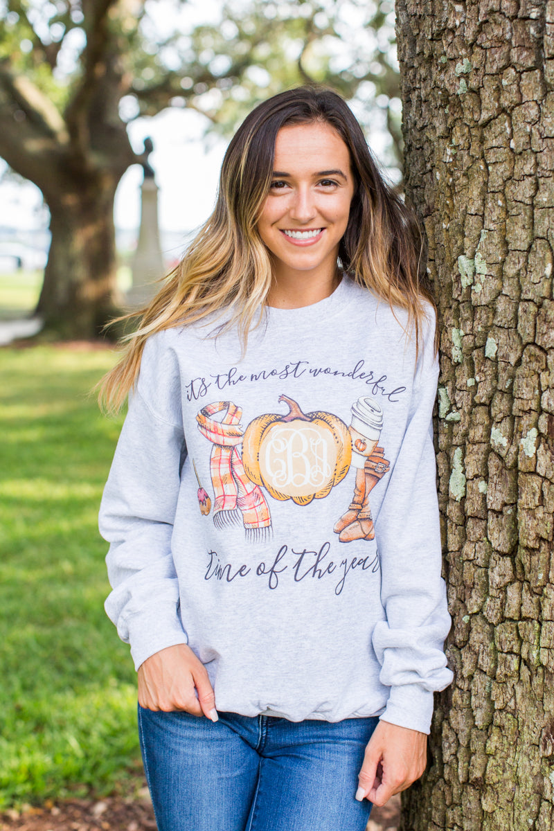 Monogrammed Most Wonderful Time of the Year Sweatshirt Fall