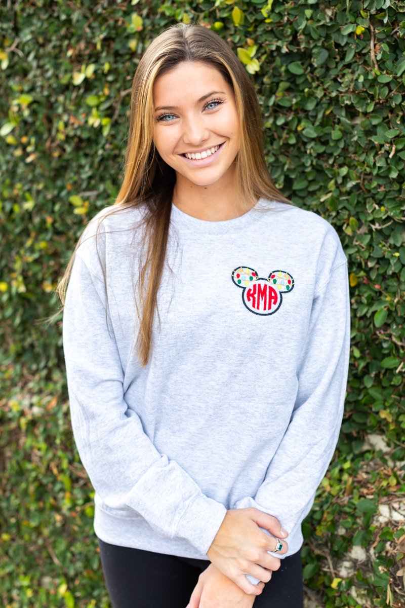 Monogrammed Christmas Mickey Disney Crewneck Sweatshirt