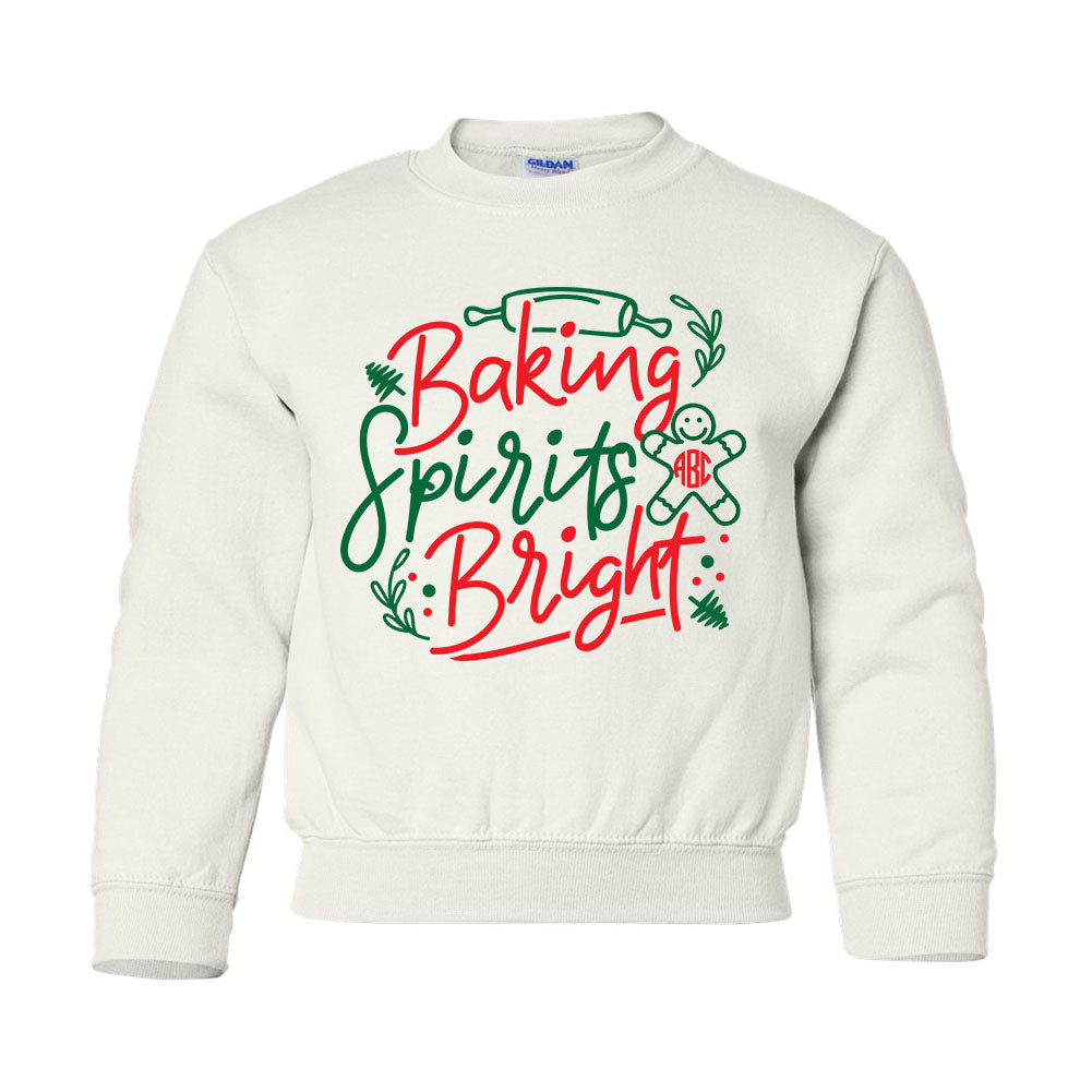 Kids Monogrammed 'Baking Spirits Bright' Crewneck Sweatshirt